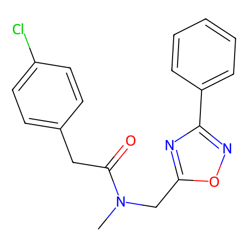 2-(4-chlorophenyl)-N-methyl-N-[(3-phenyl-1,2,4-oxadiazol-5-yl)methyl]acetamide structure