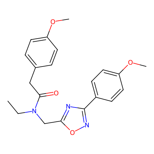 N-ethyl-2-(4-methoxyphenyl)-N-[[3-(4-methoxyphenyl)-1,2,4-oxadiazol-5-yl]methyl]acetamide structure