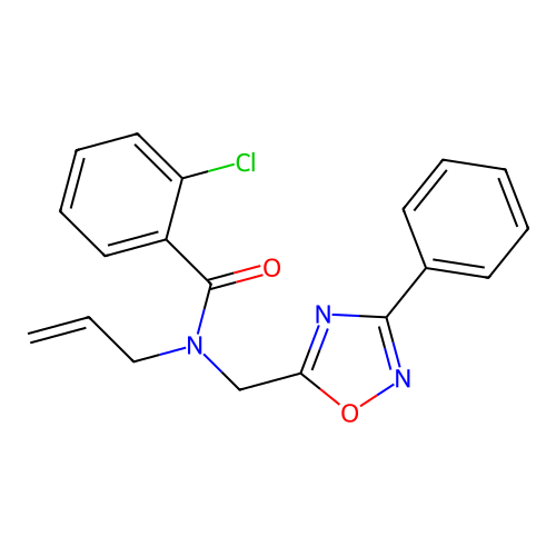 2-chloro-N-[(3-phenyl-1,2,4-oxadiazol-5-yl)methyl]-N-prop-2-enylbenzamide structure