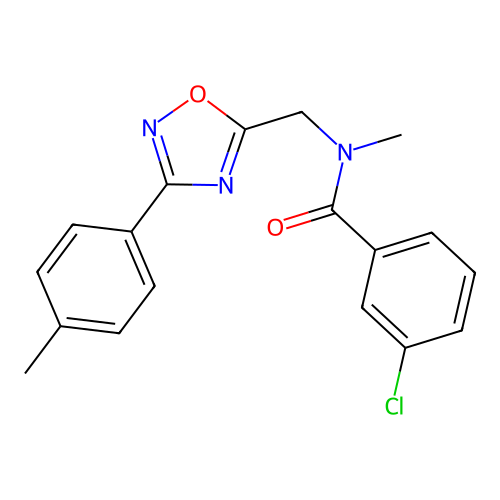 3-Chloro-N-methyl-N-((3-(p-tolyl)-1,2,4-oxadiazol-5-yl)methyl)benzamide structure