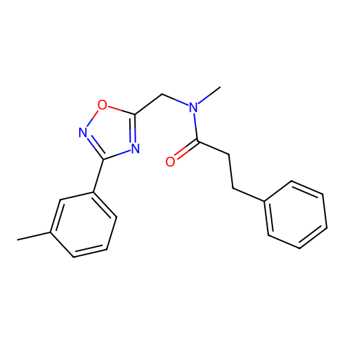 N-methyl-N-{[3-(3-methylphenyl)-1,2,4-oxadiazol-5-yl]methyl}-3-phenylpropanamide structure