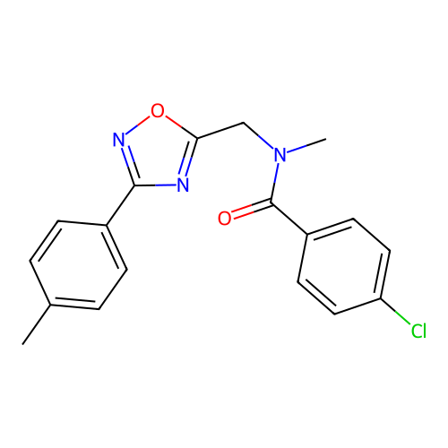 4-chloro-N-methyl-N-[[3-(4-methylphenyl)-1,2,4-oxadiazol-5-yl]methyl]benzamide structure
