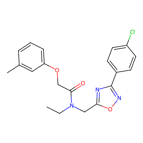 N-((3-(4-chlorophenyl)-1,2,4-oxadiazol-5-yl)methyl)-N-ethyl-2-(m-tolyloxy)acetamide structure