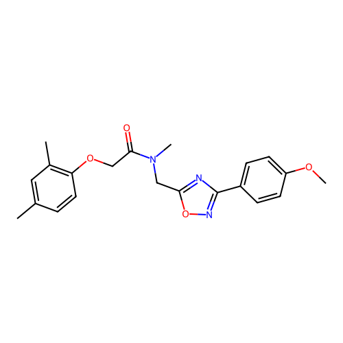 2-(2,4-dimethylphenoxy)-N-[[3-(4-methoxyphenyl)-1,2,4-oxadiazol-5-yl]methyl]-N-methylacetamide structure