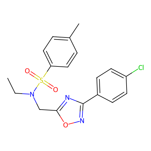 N-{[3-(4-chlorophenyl)-1,2,4-oxadiazol-5-yl]methyl}-N-ethyl-4-methylbenzenesulfonamide structure