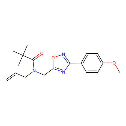 N-[[3-(4-methoxyphenyl)-1,2,4-oxadiazol-5-yl]methyl]-2,2-dimethyl-N-prop-2-enylpropanamide structure
