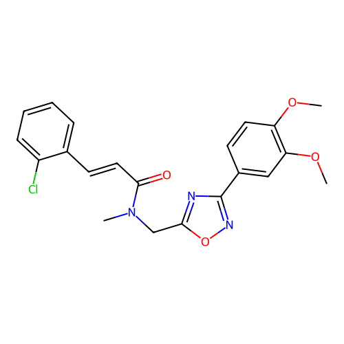(2E)-3-(2-chlorophenyl)-N-{[3-(3,4-dimethoxyphenyl)-1,2,4-oxadiazol-5-yl]methyl}-N-methylprop-2-enamide structure