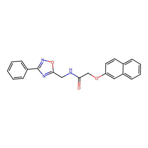 2-naphthalen-2-yloxy-N-[(3-phenyl-1,2,4-oxadiazol-5-yl)methyl]acetamide structure