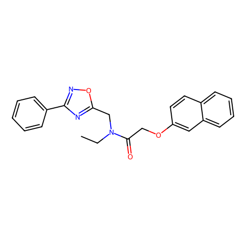 N-ethyl-2-naphthalen-2-yloxy-N-[(3-phenyl-1,2,4-oxadiazol-5-yl)methyl]acetamide structure