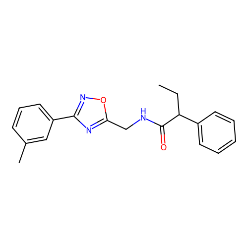 N-[[3-(3-methylphenyl)-1,2,4-oxadiazol-5-yl]methyl]-2-phenylbutanamide structure