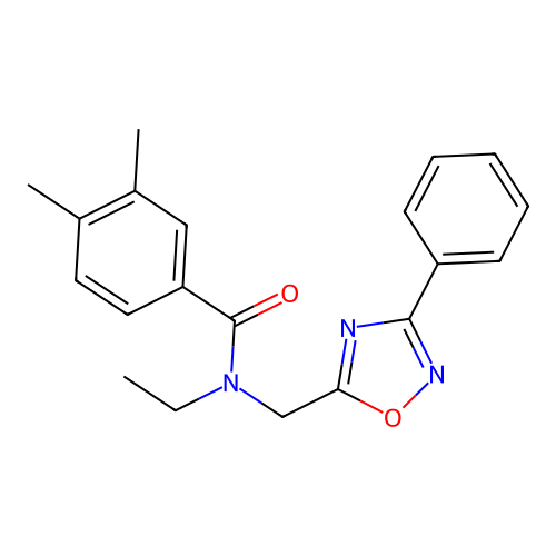 N-ethyl-3,4-dimethyl-N-[(3-phenyl-1,2,4-oxadiazol-5-yl)methyl]benzamide structure