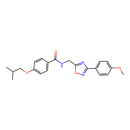 N-[[3-(4-methoxyphenyl)-1,2,4-oxadiazol-5-yl]methyl]-4-(2-methylpropoxy)benzamide structure