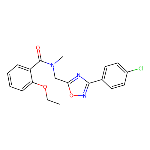 N-[[3-(4-chlorophenyl)-1,2,4-oxadiazol-5-yl]methyl]-2-ethoxy-N-methylbenzamide structure