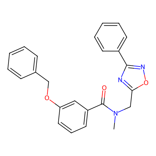 3-(benzyloxy)-N-methyl-N-((3-phenyl-1,2,4-oxadiazol-5-yl)methyl)benzamide structure