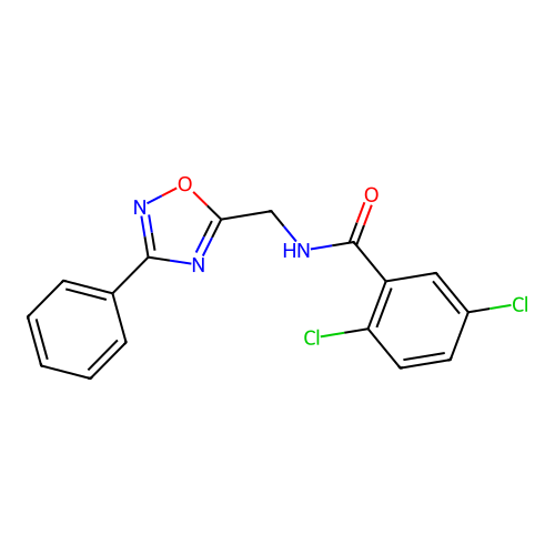 2,5-dichloro-N-[(3-phenyl-1,2,4-oxadiazol-5-yl)methyl]benzamide structure