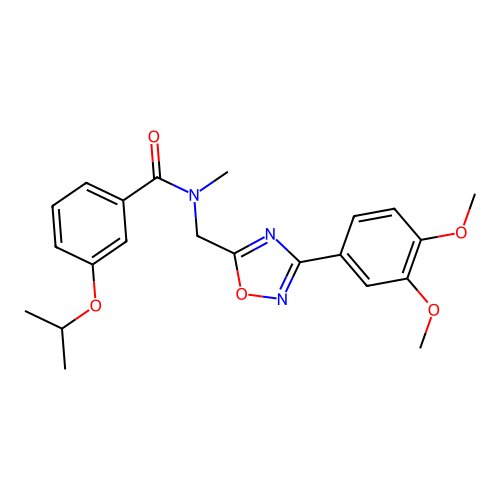 N-((3-(3,4-dimethoxyphenyl)-1,2,4-oxadiazol-5-yl)methyl)-3-isopropoxy-N-methylbenzamide structure