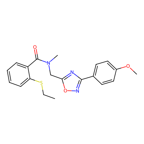 2-(ethylsulfanyl)-N-{[3-(4-methoxyphenyl)-1,2,4-oxadiazol-5-yl]methyl}-N-methylbenzamide structure