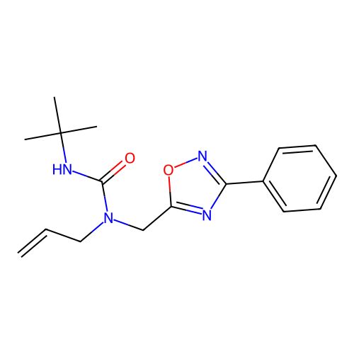 3-Tert-butyl-1-[(3-phenyl-1,2,4-oxadiazol-5-yl)methyl]-1-prop-2-enylurea structure