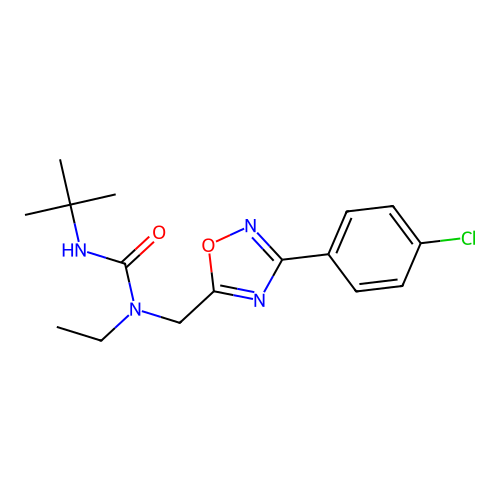 3-Tert-butyl-1-[[3-(4-chlorophenyl)-1,2,4-oxadiazol-5-yl]methyl]-1-ethylurea structure
