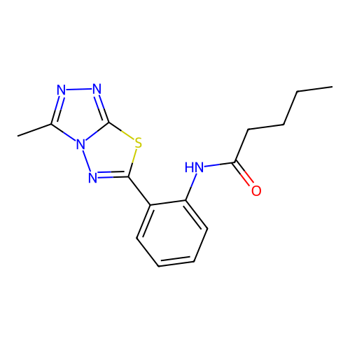 N-[2-(3-methyl[1,2,4]triazolo[3,4-b][1,3,4]thiadiazol-6-yl)phenyl]pentanamide structure