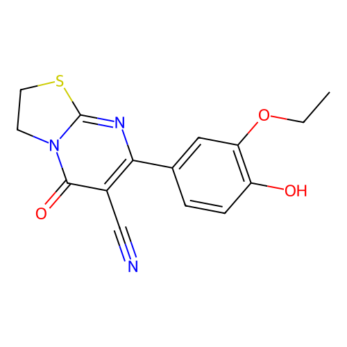 7-(3-ethoxy-4-hydroxyphenyl)-5-oxo-2,3-dihydro-[1,3]thiazolo[3,2-a]pyrimidine-6-carbonitrile structure