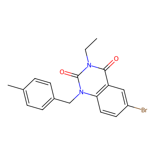 6-bromo-3-ethyl-1-(4-methylbenzyl)quinazoline-2,4(1H,3H)-dione structure