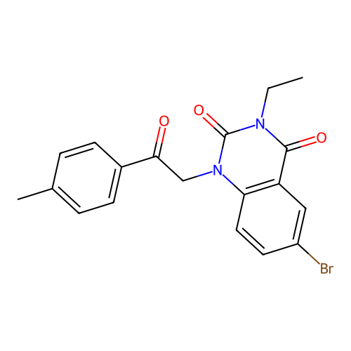 6-bromo-3-ethyl-1-[2-(4-methylphenyl)-2-oxoethyl]quinazoline-2,4(1H,3H)-dione structure