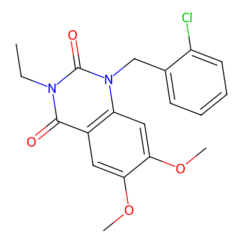 1-(2-chlorobenzyl)-3-ethyl-6,7-dimethoxyquinazoline-2,4(1H,3H)-dione structure