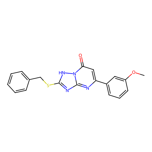 2-(benzylsulfanyl)-5-(3-methoxyphenyl)[1,2,4]triazolo[1,5-a]pyrimidin-7(4H)-one structure