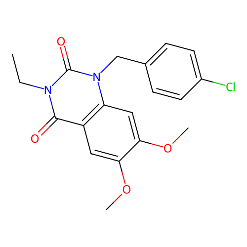 1-(4-chlorobenzyl)-3-ethyl-6,7-dimethoxyquinazoline-2,4(1H,3H)-dione structure