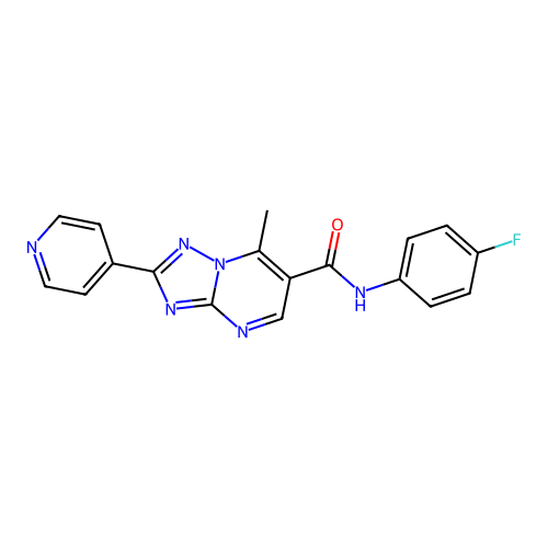 N-(4-fluorophenyl)-7-methyl-2-(pyridin-4-yl)[1,2,4]triazolo[1,5-a]pyrimidine-6-carboxamide structure