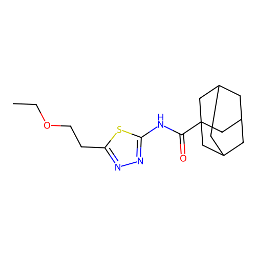 (3s,5s,7s)-N-[(2E)-5-(2-ethoxyethyl)-1,3,4-thiadiazol-2(3H)-ylidene]tricyclo[3.3.1.1~3,7~]decane-1-carboxamide structure