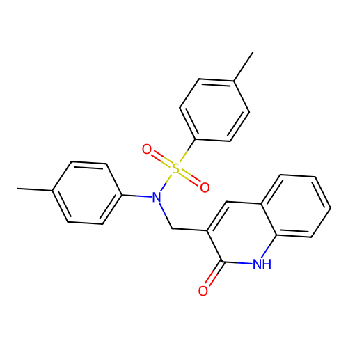 4-methyl-N-(4-methylphenyl)-N-[(2-oxo-1H-quinolin-3-yl)methyl]benzenesulfonamide structure