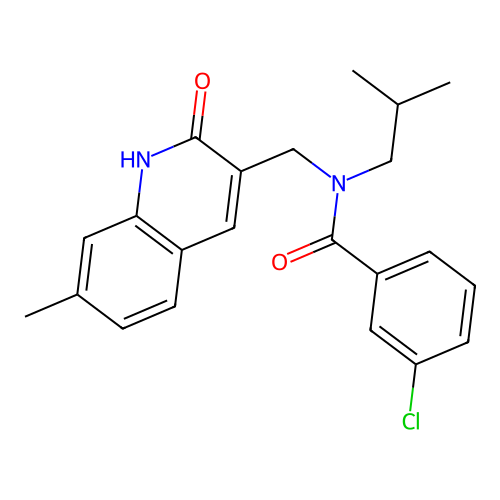 3-chloro-N-((2-hydroxy-7-methylquinolin-3-yl)methyl)-N-isobutylbenzamide structure