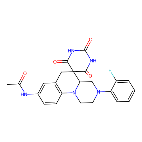 N-(3-(2-fluorophenyl)-2',4',6'-trioxo-1,2,2',3,3',4,4a,4',6,6'-decahydro-1'H-spiro[pyrazino[1,2-a]quinoline-5,5'-pyrimidin]-8-yl)acetamide structure