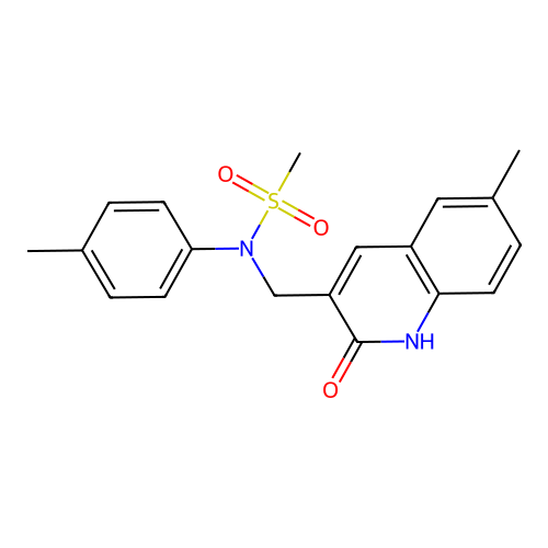 N-((2-hydroxy-6-methylquinolin-3-yl)methyl)-N-(p-tolyl)methanesulfonamide structure