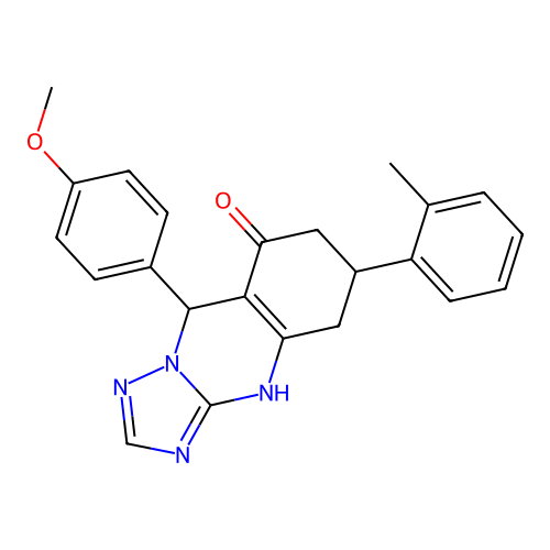 9-(4-methoxyphenyl)-6-(2-methylphenyl)-5,6,7,9-tetrahydro[1,2,4]triazolo[5,1-b]quinazolin-8(4H)-one structure