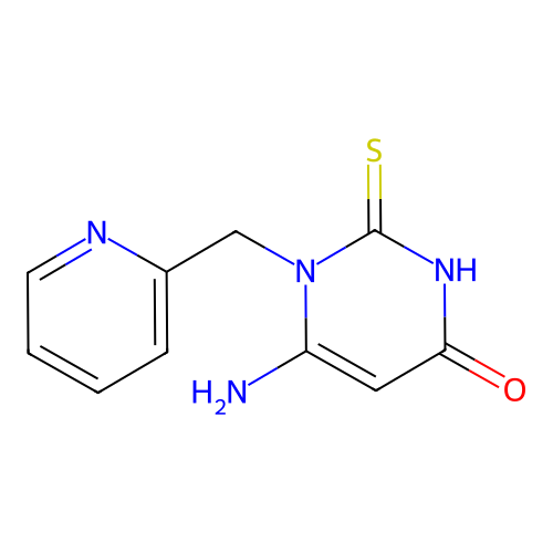 6-amino-1-(pyridin-2-ylmethyl)-2-sulfanylpyrimidin-4(1H)-one structure