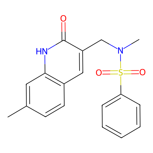 N-methyl-N-[(7-methyl-2-oxo-1H-quinolin-3-yl)methyl]benzenesulfonamide structure