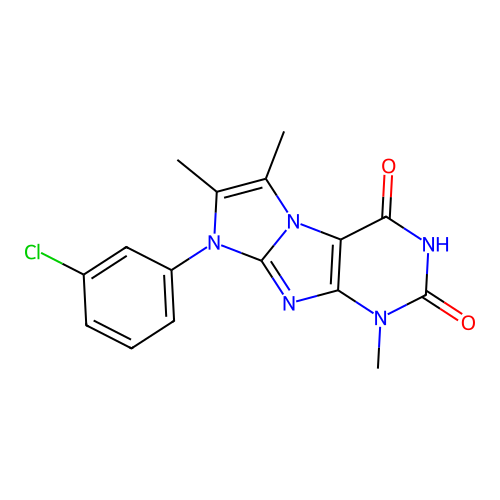 6-(3-Chlorophenyl)-4,7,8-trimethylpurino[7,8-a]imidazole-1,3-dione structure