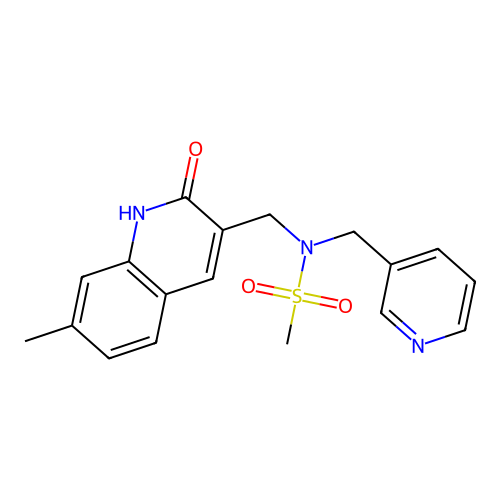 N-((2-hydroxy-7-methylquinolin-3-yl)methyl)-N-(pyridin-3-ylmethyl)methanesulfonamide structure