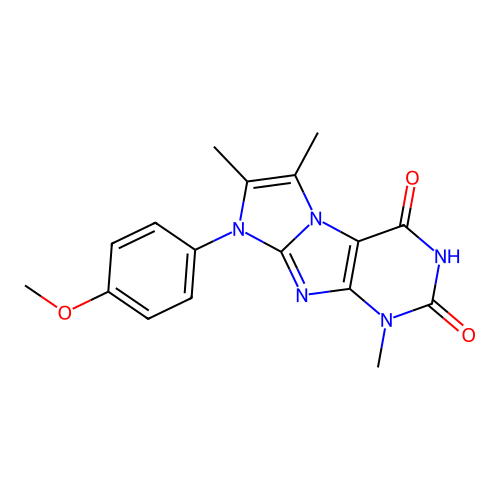 8-(4-methoxyphenyl)-1,6,7-trimethyl-1H-imidazo[2,1-f]purine-2,4(3H,8H)-dione structure