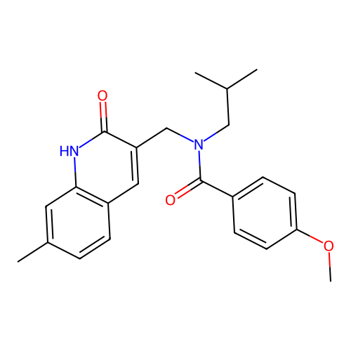 N-((2-hydroxy-7-methylquinolin-3-yl)methyl)-N-isobutyl-4-methoxybenzamide structure