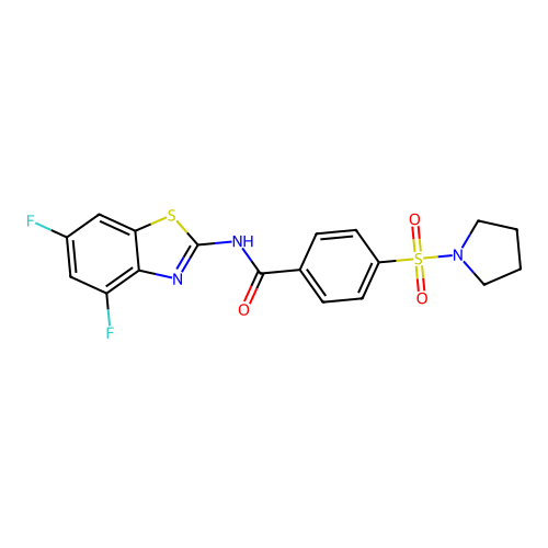 N-(4,6-difluorobenzo[d]thiazol-2-yl)-4-(pyrrolidin-1-ylsulfonyl)benzamide structure
