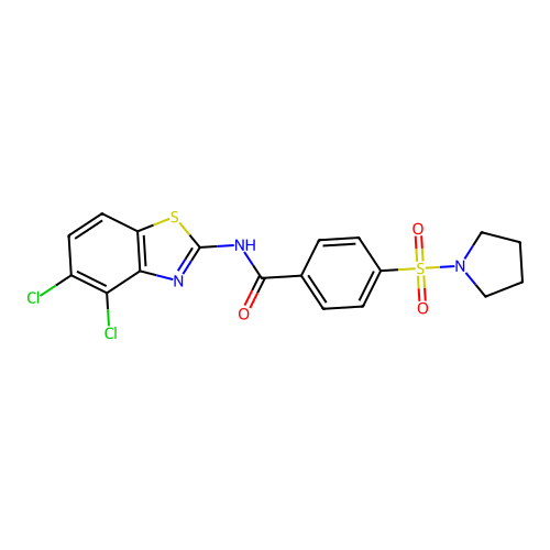 N-(4,5-dichlorobenzo[d]thiazol-2-yl)-4-(pyrrolidin-1-ylsulfonyl)benzamide structure