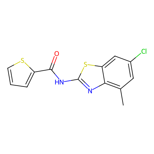 N-(6-chloro-4-methyl-1,3-benzothiazol-2-yl)thiophene-2-carboxamide structure