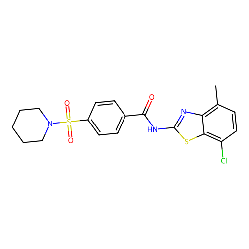 N-(7-chloro-4-methylbenzo[d]thiazol-2-yl)-4-(piperidin-1-ylsulfonyl)benzamide structure