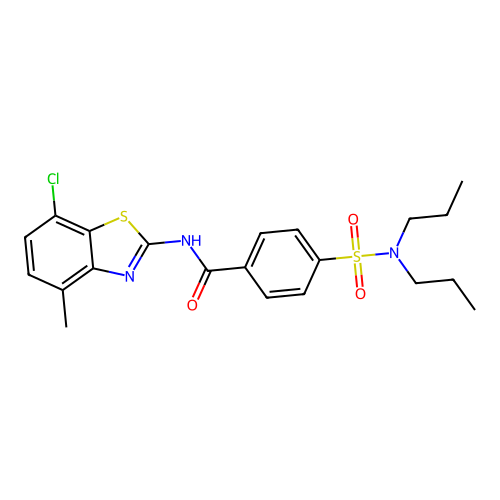 N-(7-chloro-4-methyl-1,3-benzothiazol-2-yl)-4-(dipropylsulfamoyl)benzamide structure