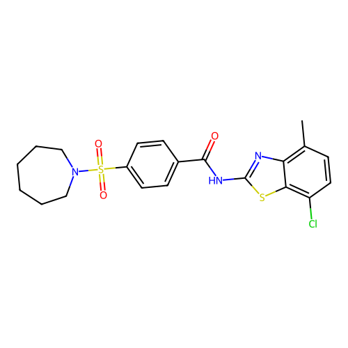 4-(azepan-1-ylsulfonyl)-N-(7-chloro-4-methylbenzo[d]thiazol-2-yl)benzamide structure
