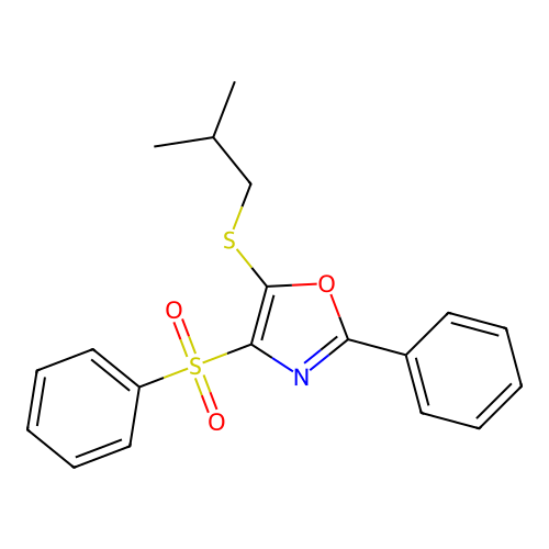 5-(Isobutylthio)-2-phenyl-4-(phenylsulfonyl)oxazole structure
